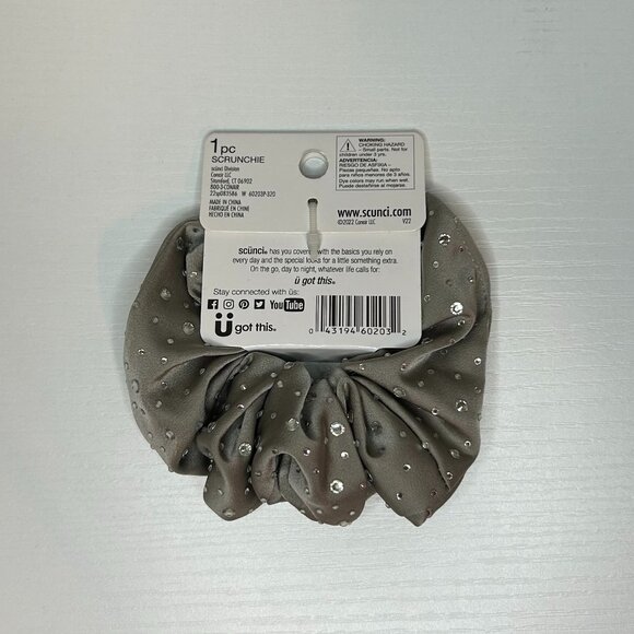 NWT grey bedazzled scrunchie - Picture 2 of 2